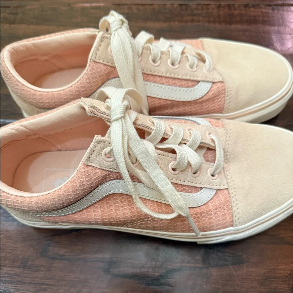 Vans Womens Pink Old Skool Woven Check Spanish Villa Suede Canvas Shoes Size 7.5 - Picture 3 of 13
